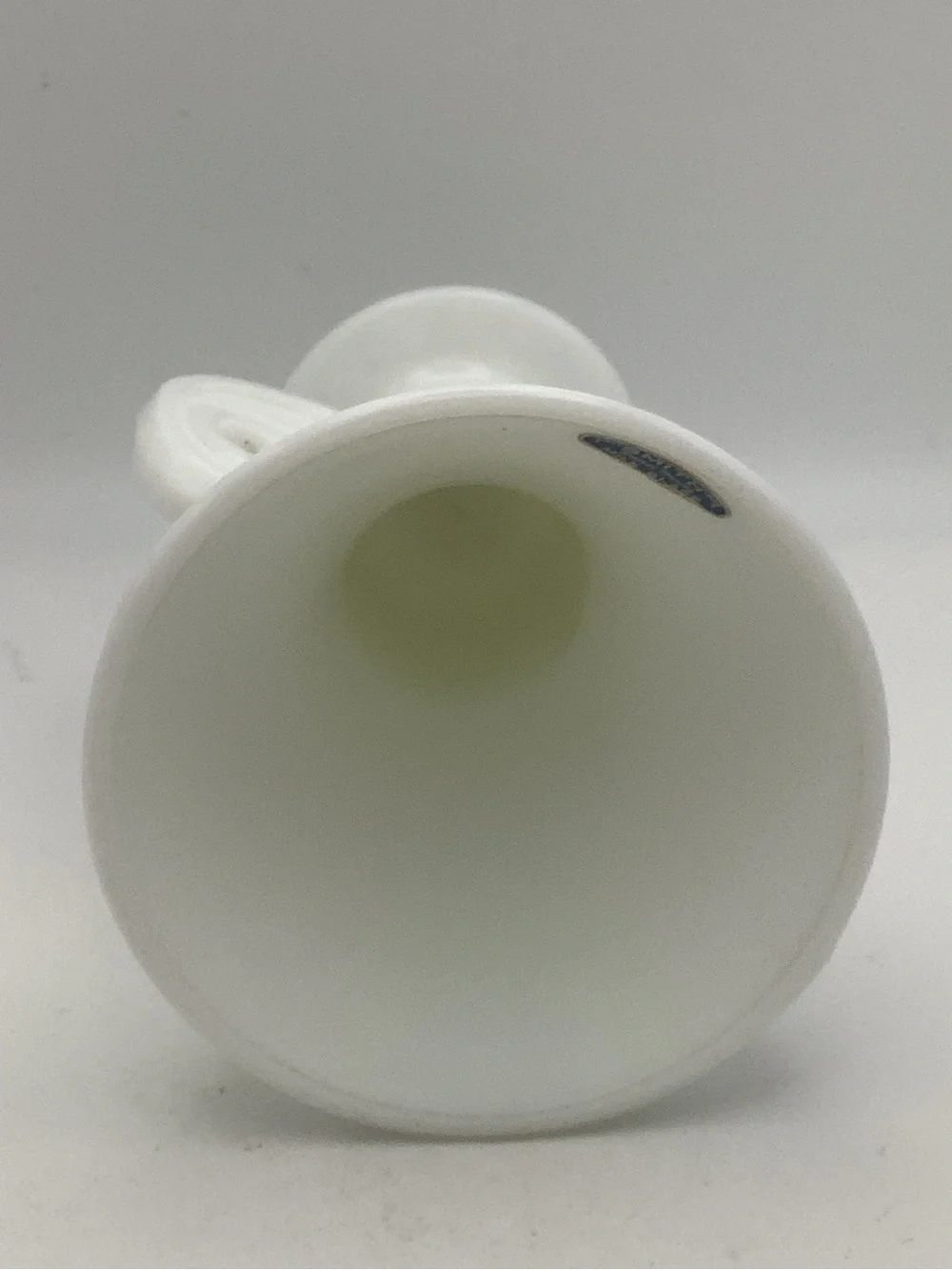 Smith Hand Made White Milk Glass Vase with Scrolled Handles